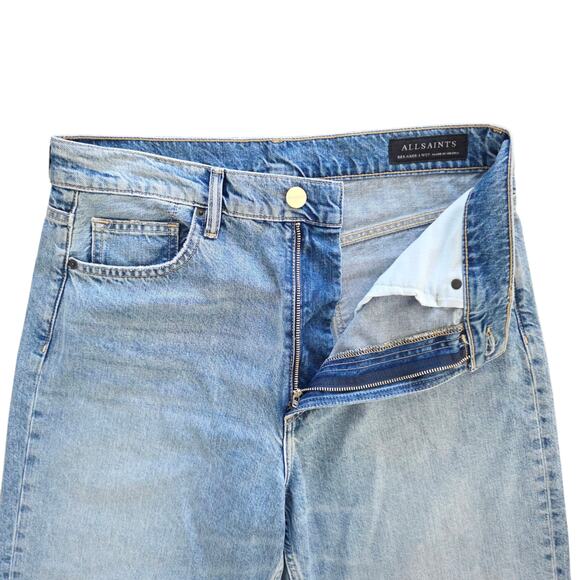 AllSaints Women's Size 29 Relaxed Fit Medium Wash High Rise Wide Leg Denim Jeans - Picture 6 of 10